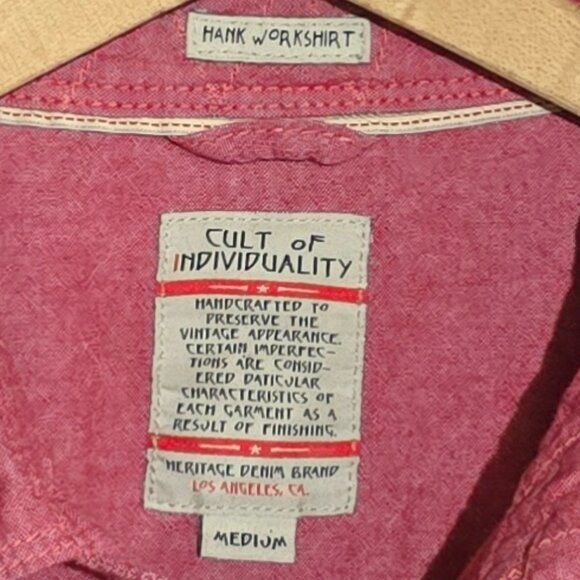 Cult of Individuality Made in USA  Handmade HANK WORKSHIRT - Red - Sz M* - Picture 4 of 9